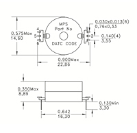 Dimensional Drawing for R3536-1 and R3536-2 Series Mini Video Isolation Transformers